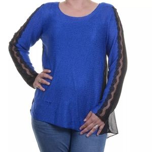 Alfani Womens Blouse Size L Lined Knitted Blue